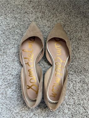 Sam Edelman Taupe Suede Pointed D'Orsay Flats
